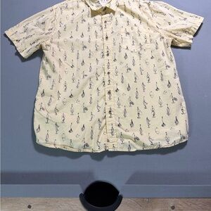 VSTR Cream Patterned Men's Casual Shirt men’s xl, fits more large